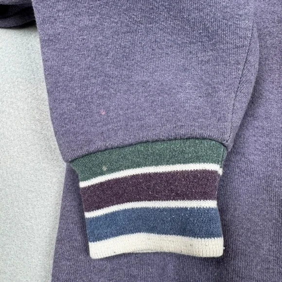 Vintage Purple Striped Trim Crewneck Sweatshirt Retro Pullover Cut Tag (Medium) - Picture 8 of 9